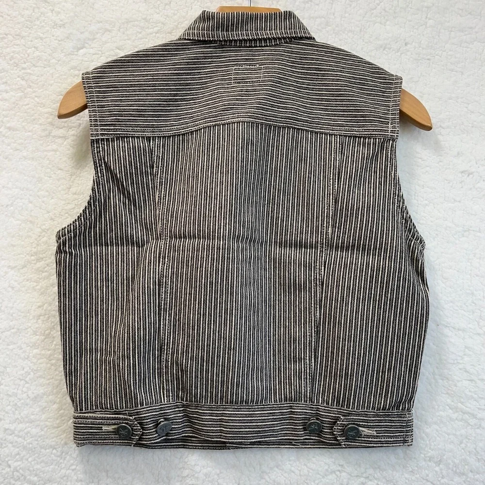 Calvin Klein Jeans Pinstripe Denim Vest Women's Size M‎ Trucker Style Sleeveless - Picture 7 of 12